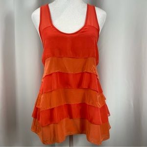 NWT Patterson J Kincaid Originals Tiered Silk And Chiffon Razor Back Tan…